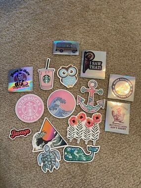 Assorted Sticker Bundle: 15 stickers